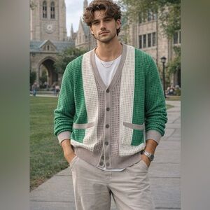 New Obey Anderson oversized S Cardigan Sweater Retro style ASO Abbott Elementary